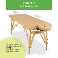 -1-Set – 1-piece terry sheet for folding tables – 60/165 cm, beige terry headrest cover-1