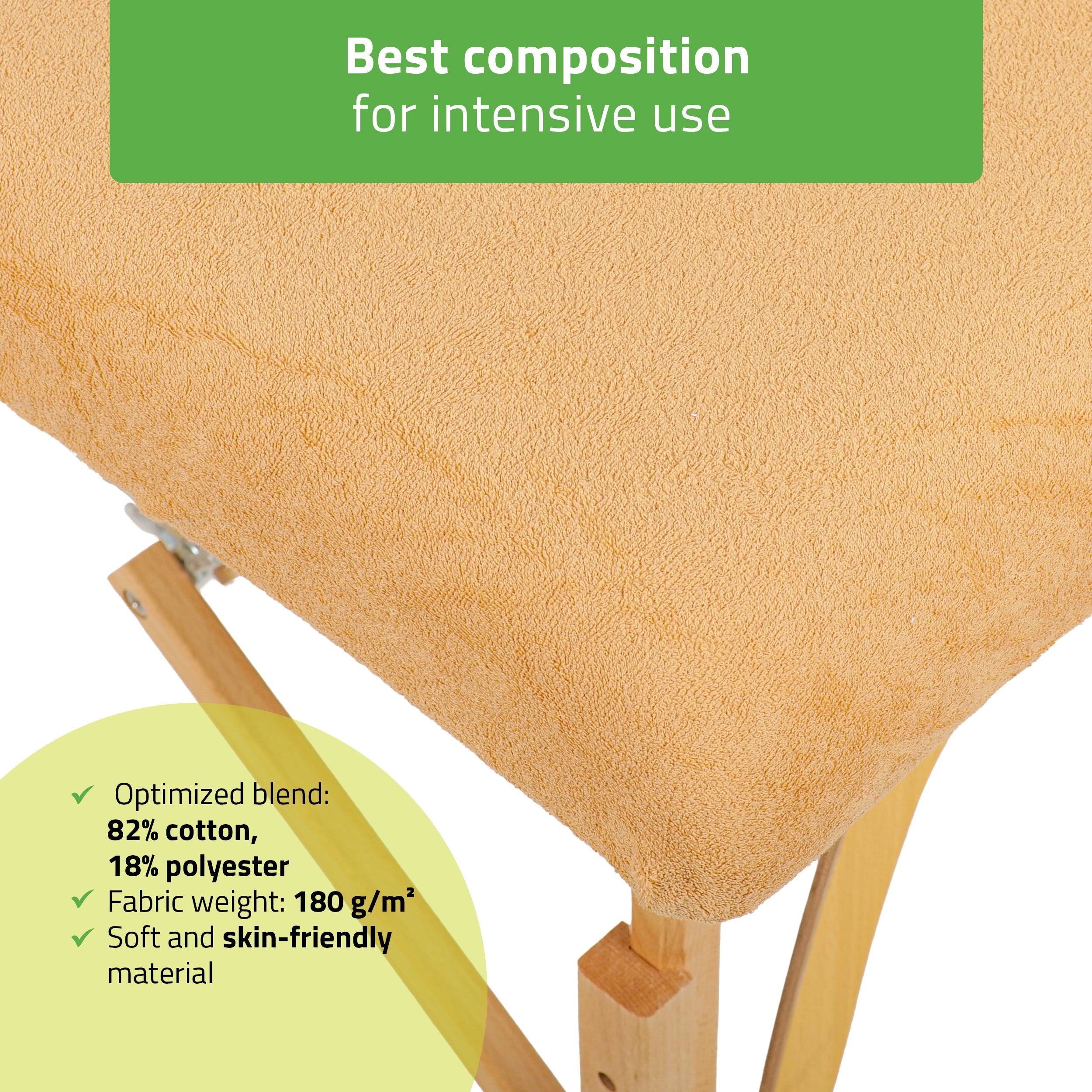 -2-Set – 1-piece terry sheet for folding tables – 60/165 cm, beige terry headrest cover-2