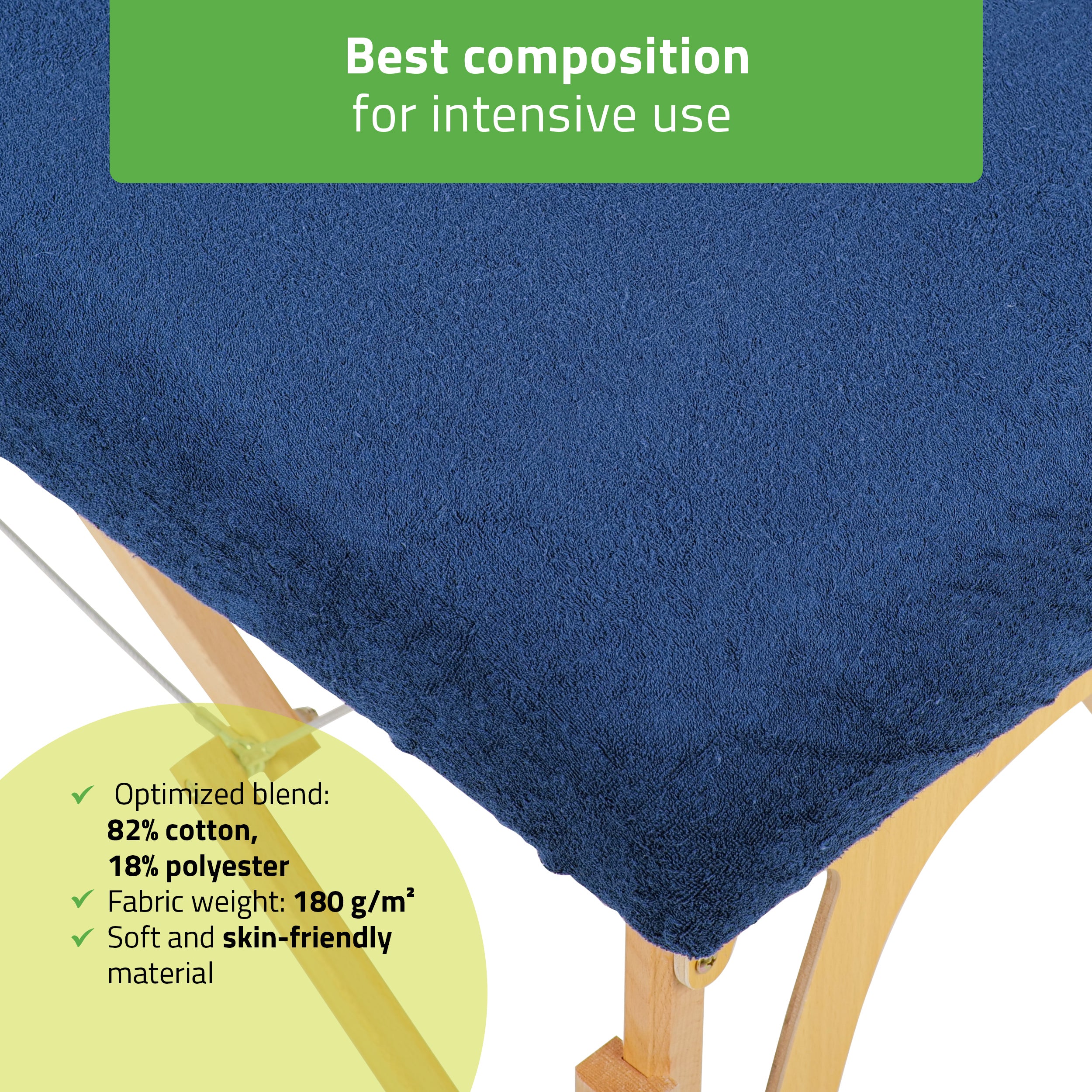 -2-Set – 1-piece terry sheet for folding tables – 60/165 cm, navy blue terry headrest cover-2