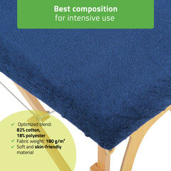 -2-Set – 1-piece terry sheet for folding tables – 60/165 cm, navy blue terry headrest cover-2