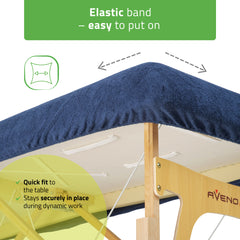 -3-Set – 1-piece terry sheet for folding tables – 60/165 cm, navy blue terry headrest cover-3