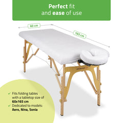 -1-Set – 1-piece terry sheet for folding tables – 60/165 cm, white terry headrest cover-1