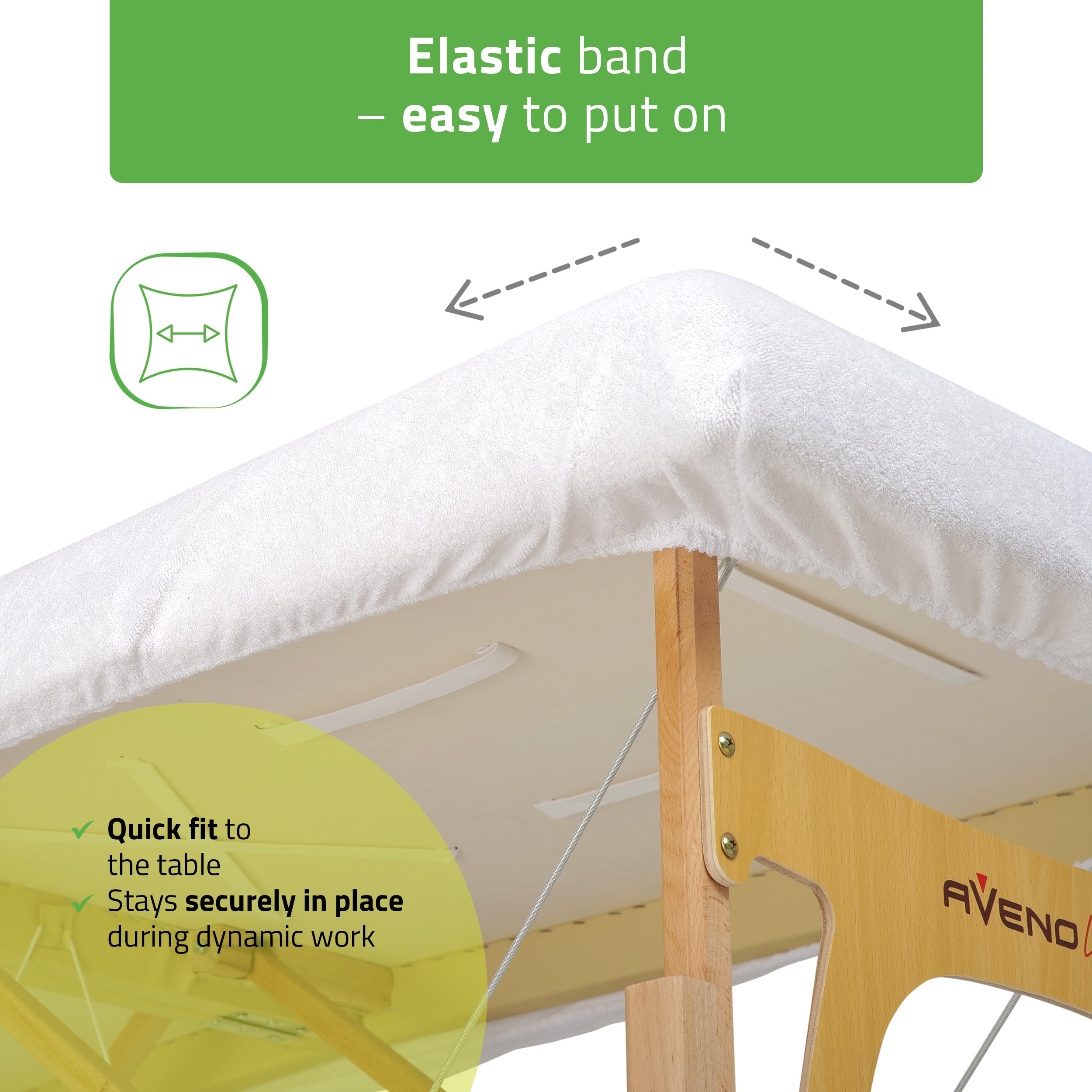 -3-Set – 1-piece terry sheet for folding tables – 60/165 cm, white terry headrest cover-3