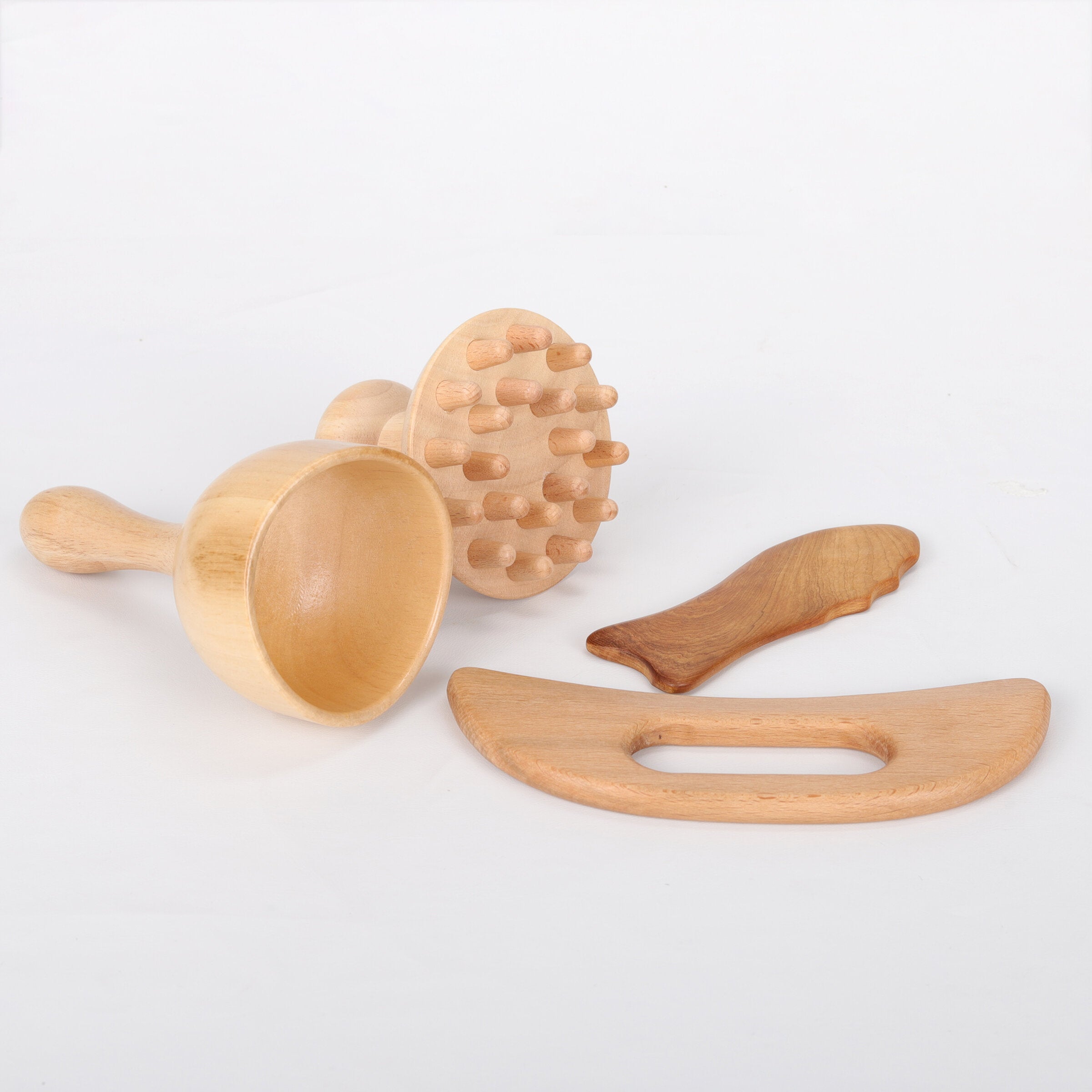-7-Set of wooden massage tools, 4 pcs.-7