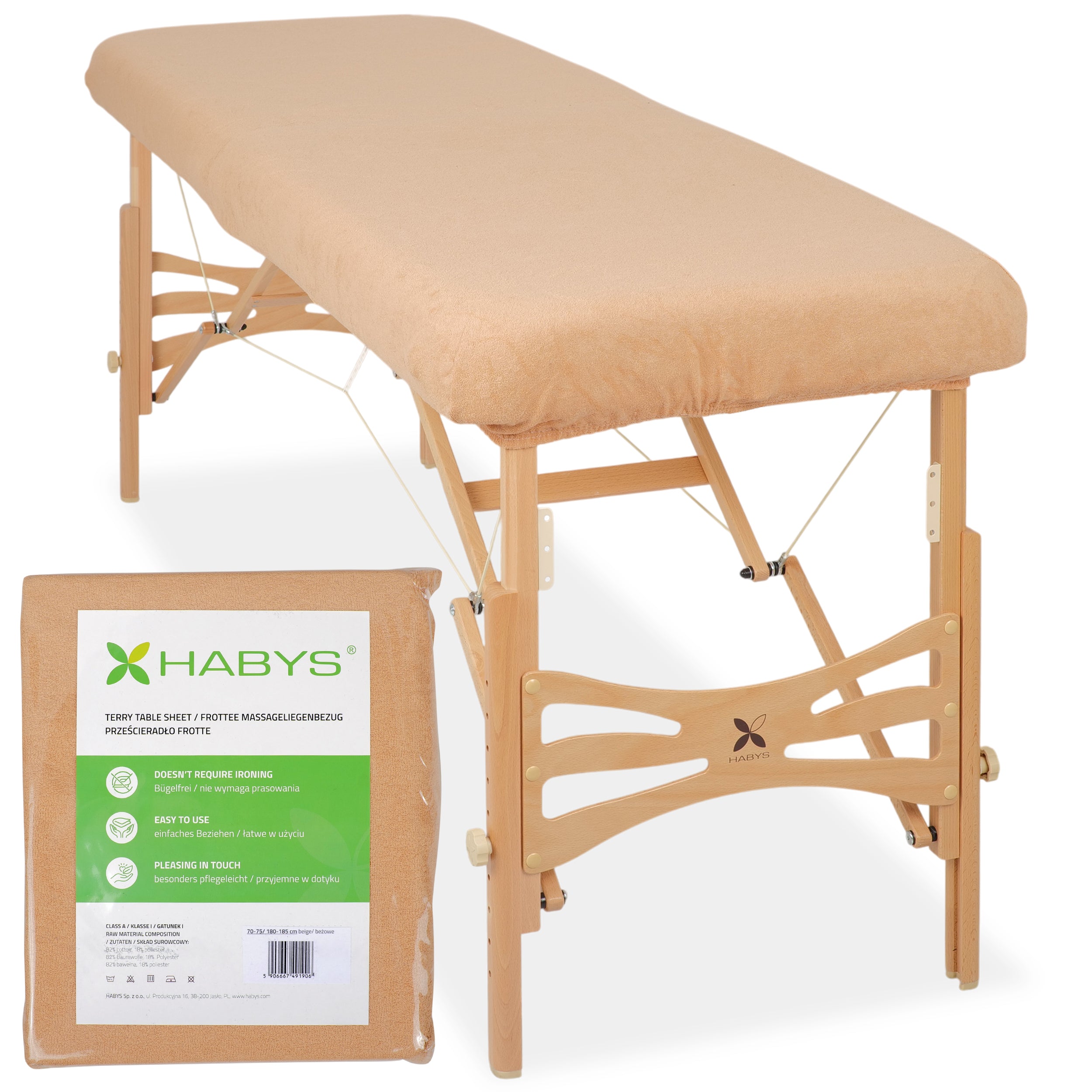 --Terry Table Sheet for portable tables 70-75/ 180-185 beige-