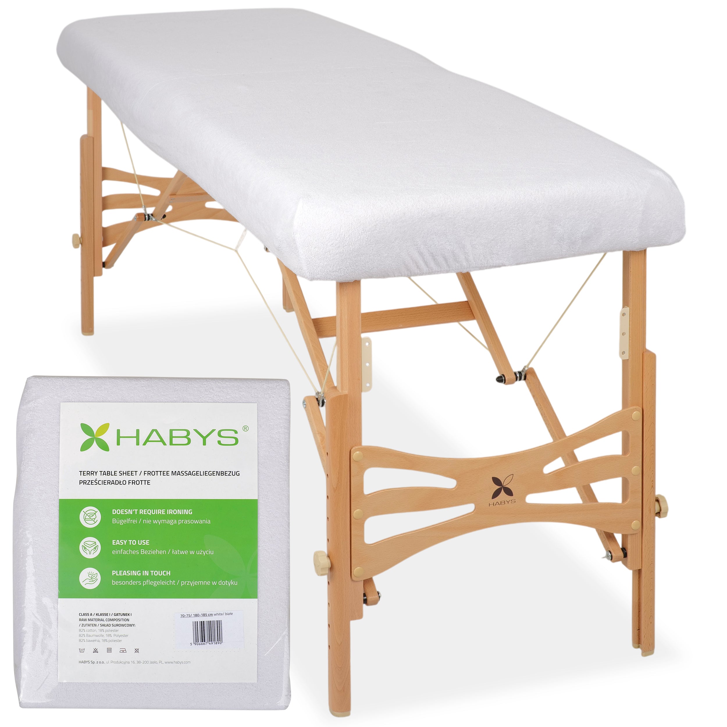--Terry Table Sheet for portable tables 70-75/ 180-185 white-