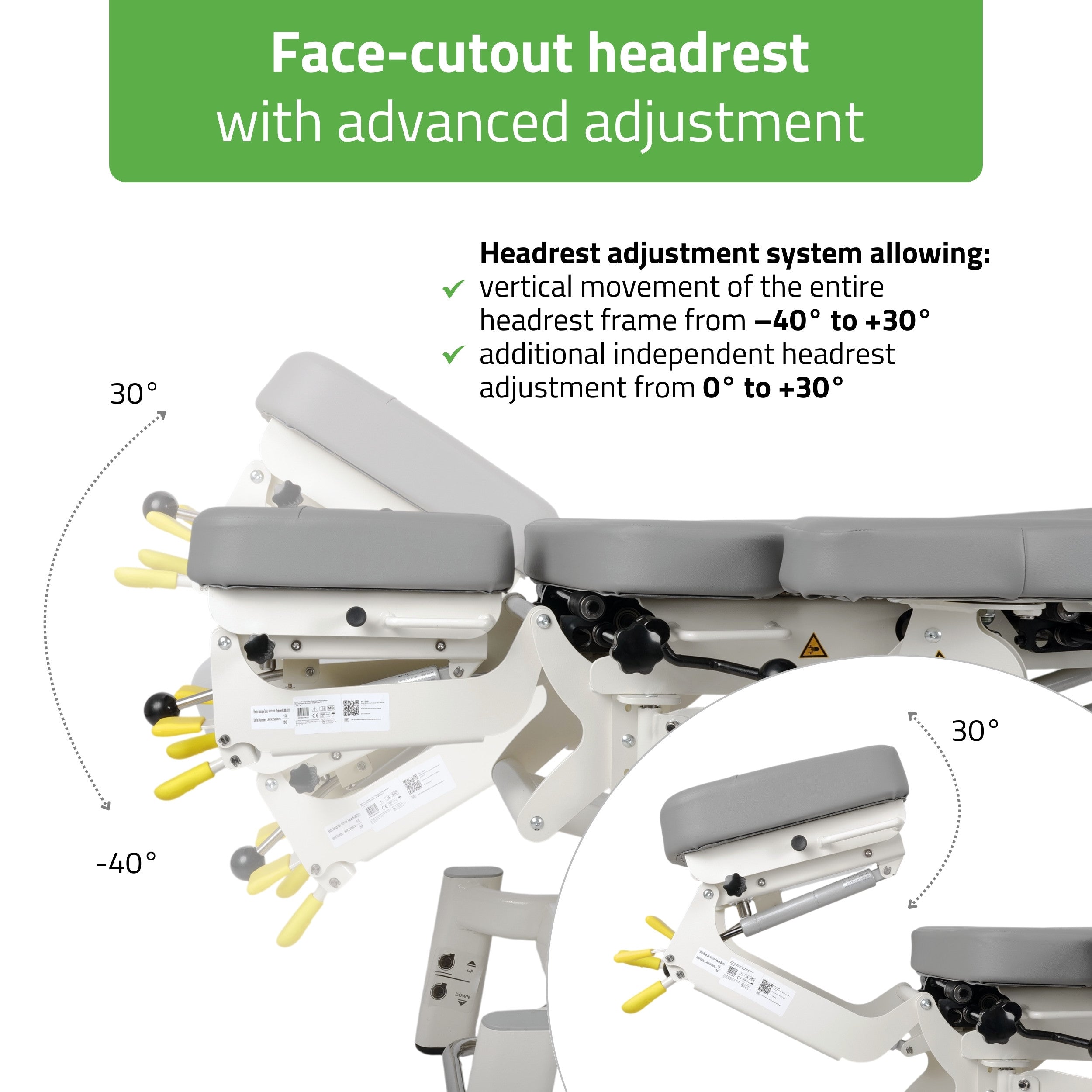 -5-Upright Chiro Z7 therapy table, electric height adjustment with foot control bar, Touch Core k322 gray-5