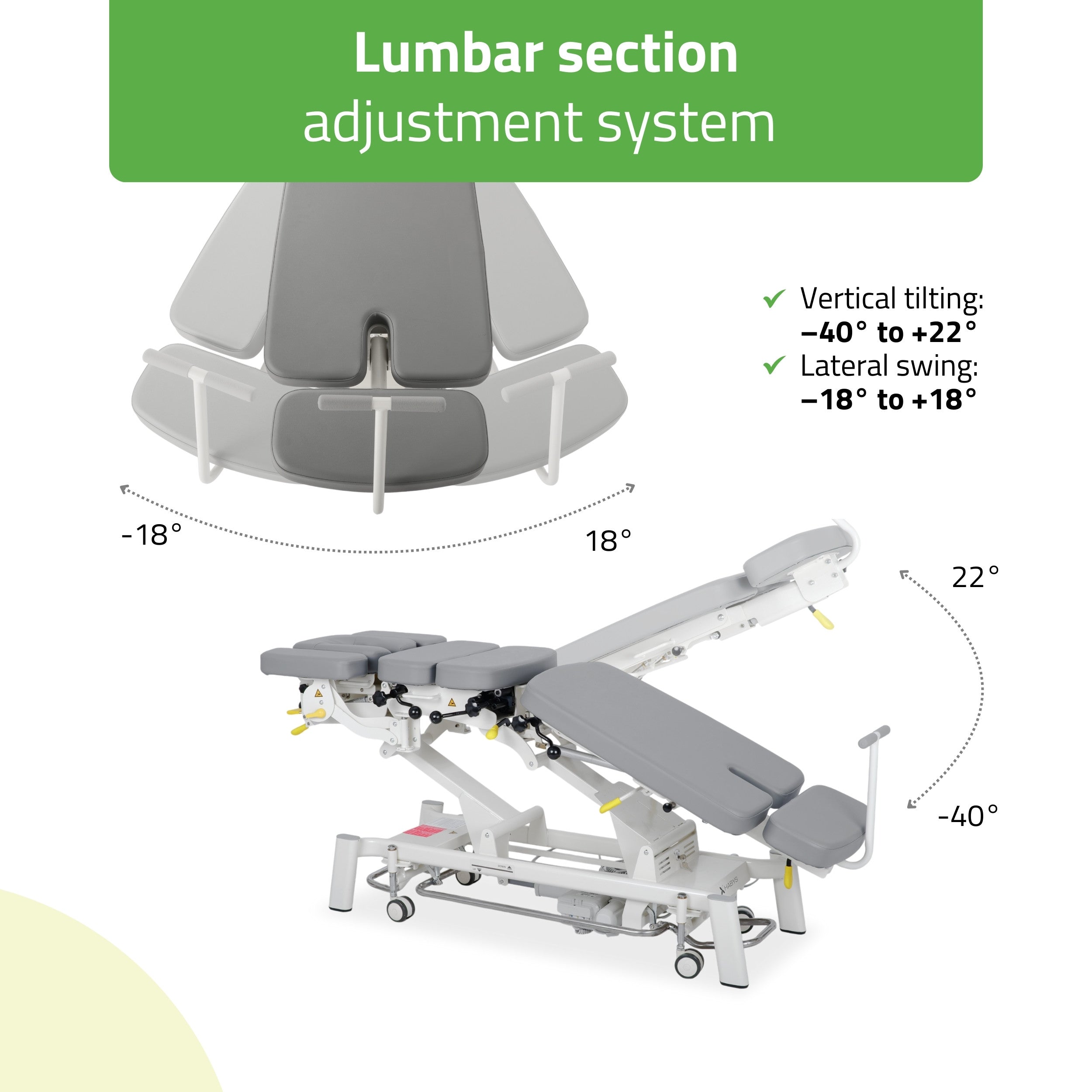 -7-Upright Chiro Z7 therapy table, electric height adjustment with foot control bar, Touch Core k322 gray-7