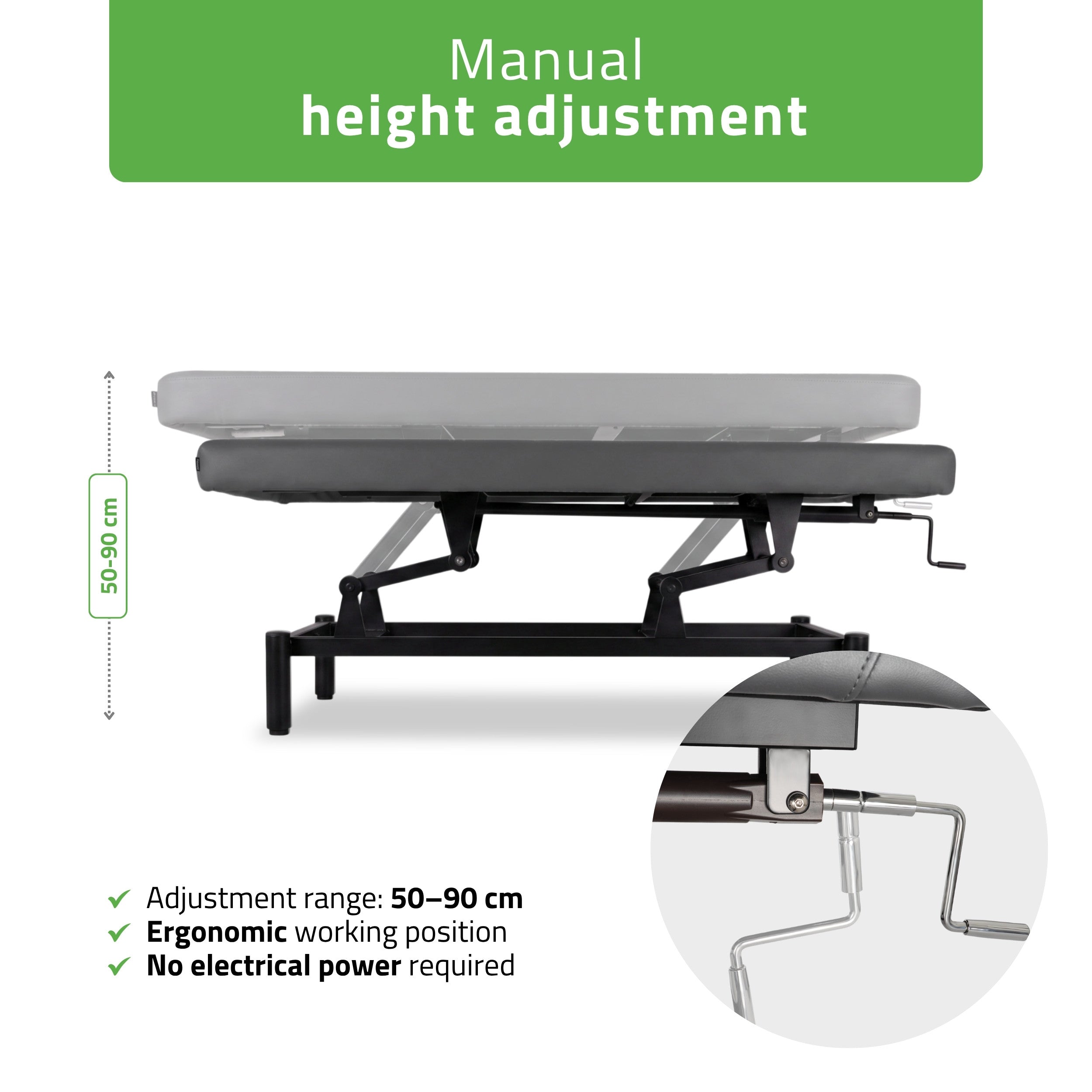 -2-VIGO 1 Stationary  massage table with manual height adjustment - dark gray-2