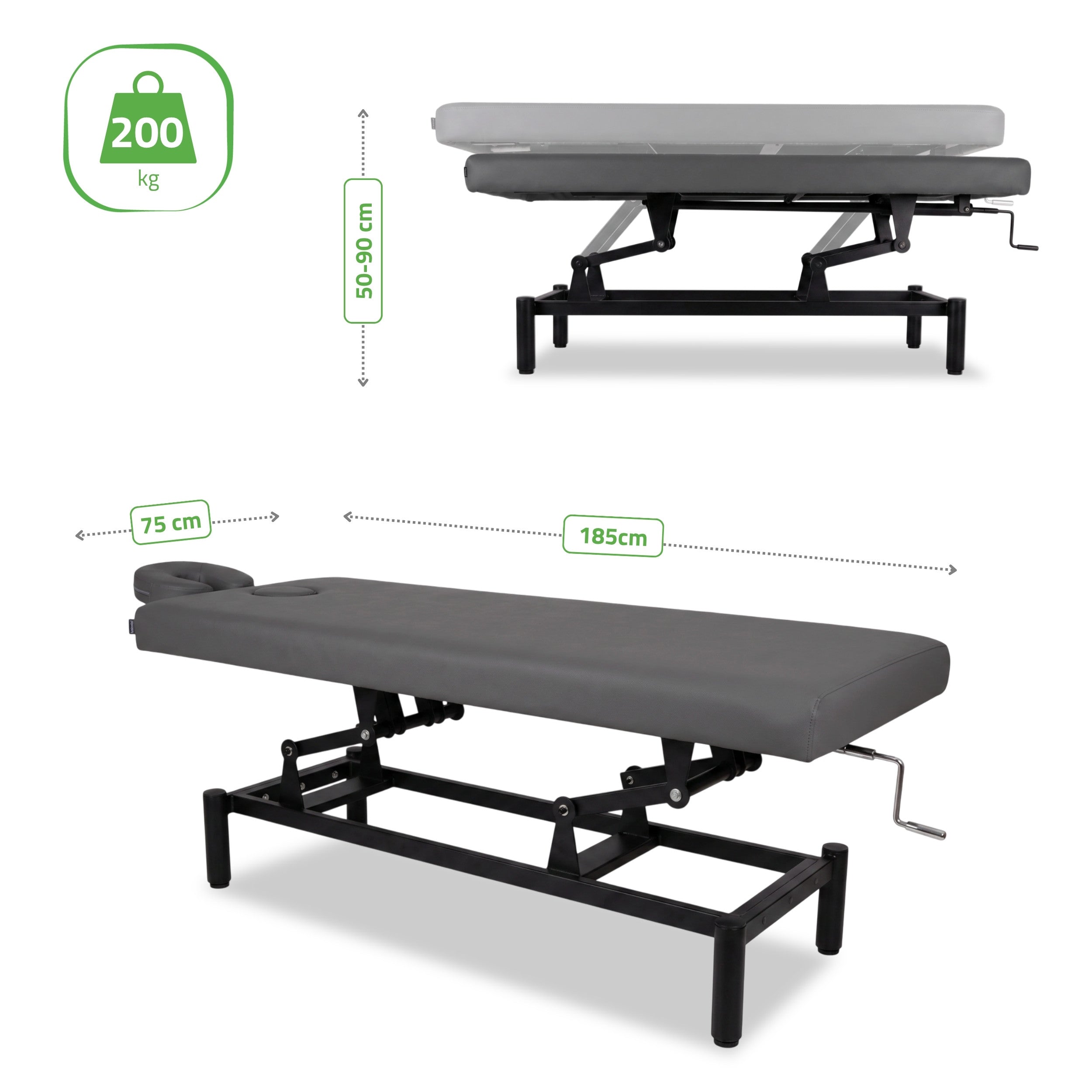 -6-VIGO 1 Stationary  massage table with manual height adjustment - dark gray-6