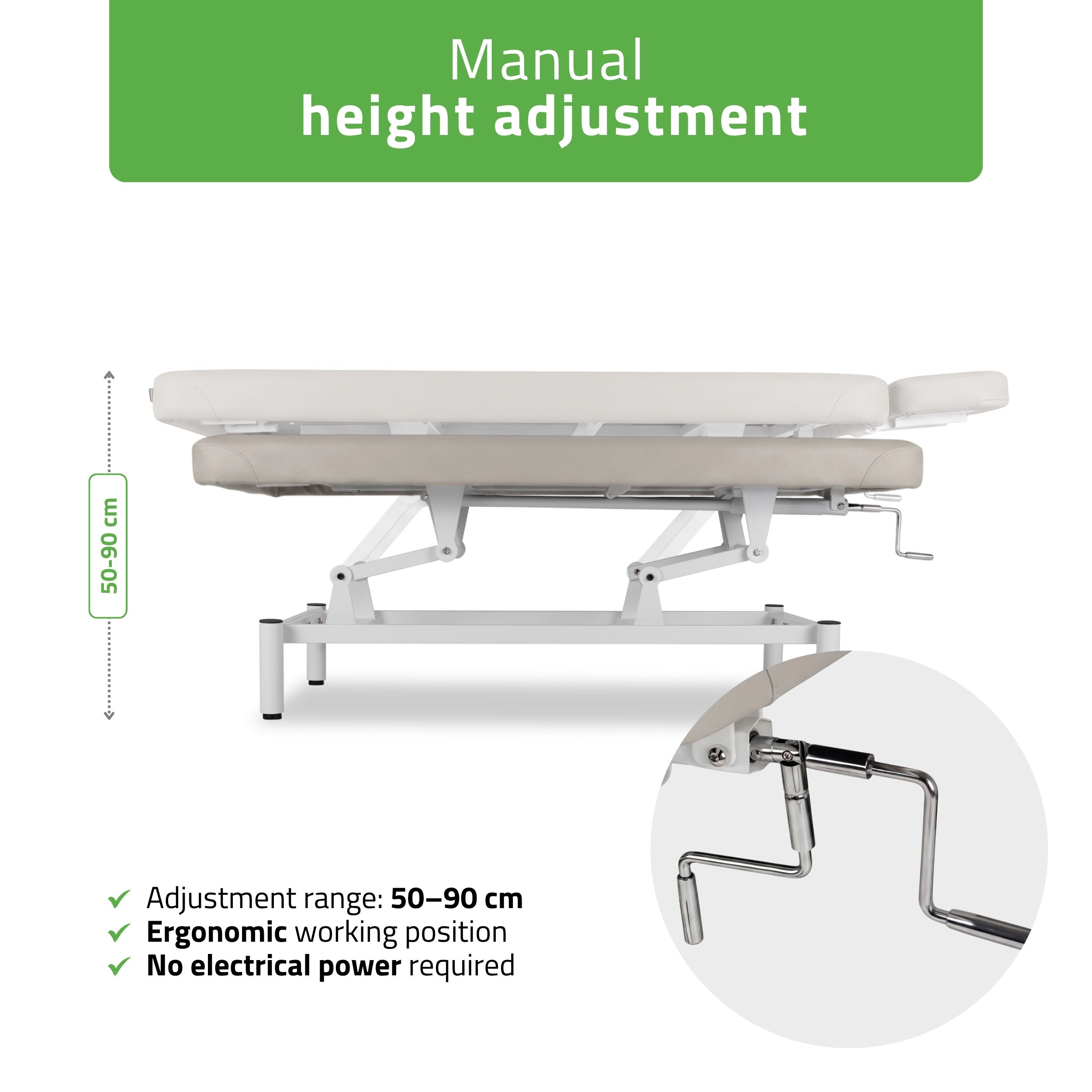 -2-VIGO 1 Stationary  massage table with manual height adjustment - light gray-2
