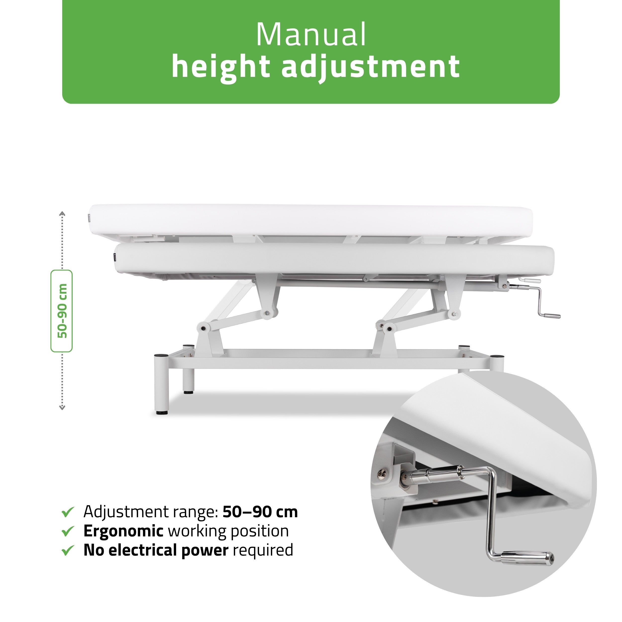 -2-VIGO 1 Stationary  massage table with manual height adjustment - white-2