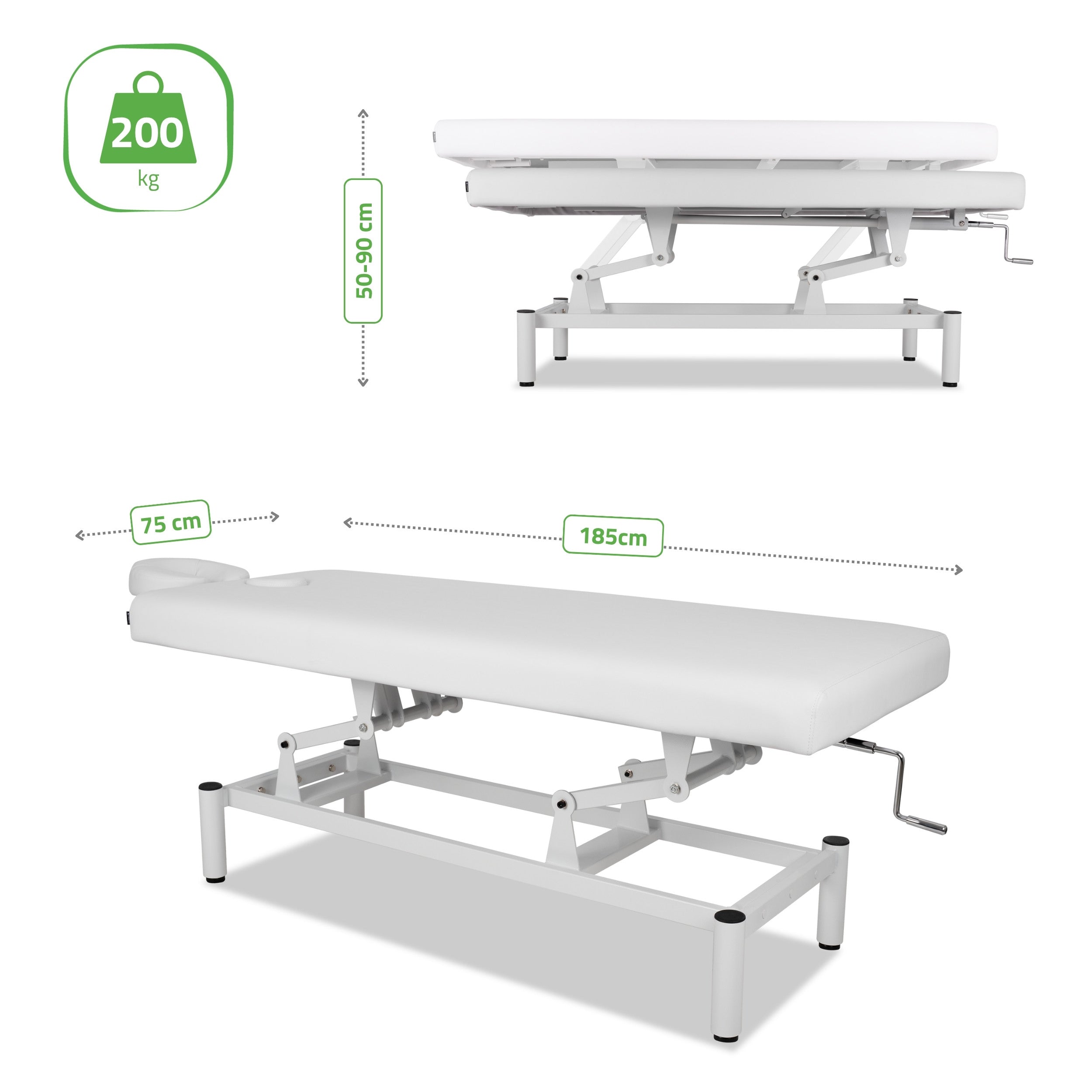 -6-VIGO 1 Stationary  massage table with manual height adjustment - white-6