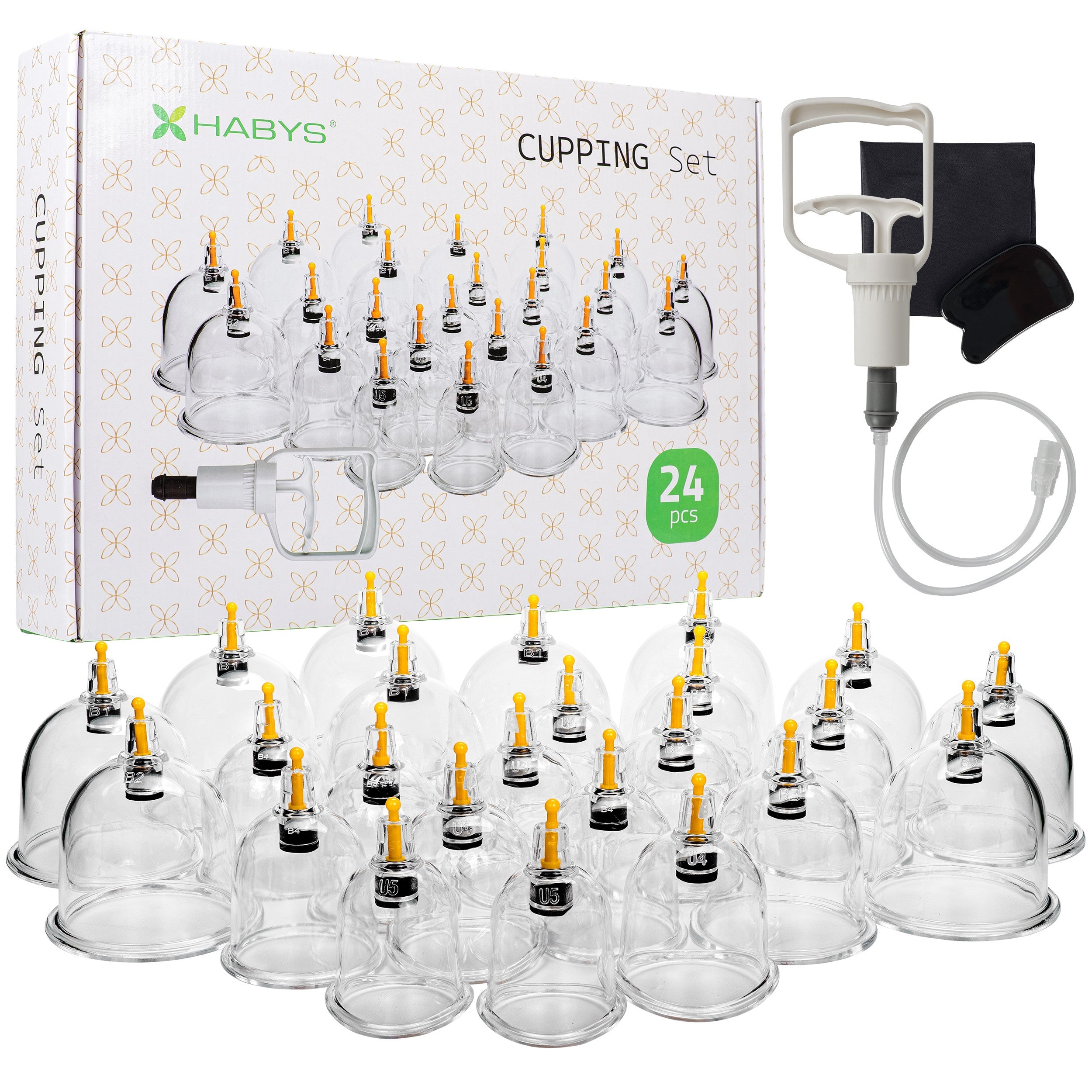--Vacuum cupping cups, fireless, with pump, set of 24 pcs.-