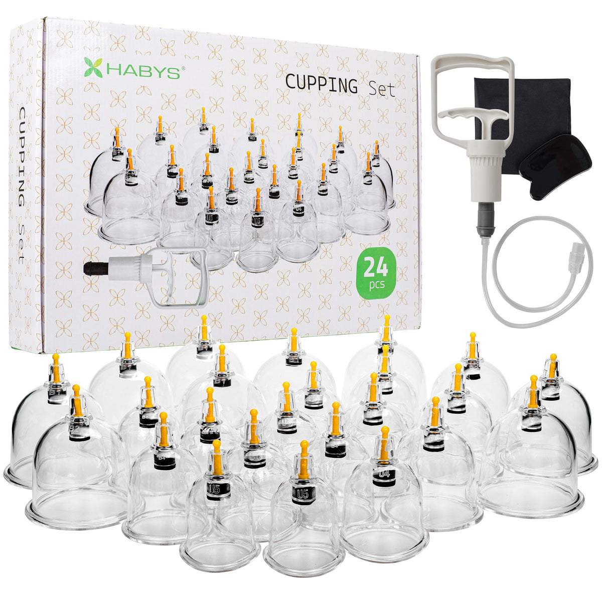 --Vacuum cupping cups, fireless, with pump, set of 24 pcs.-