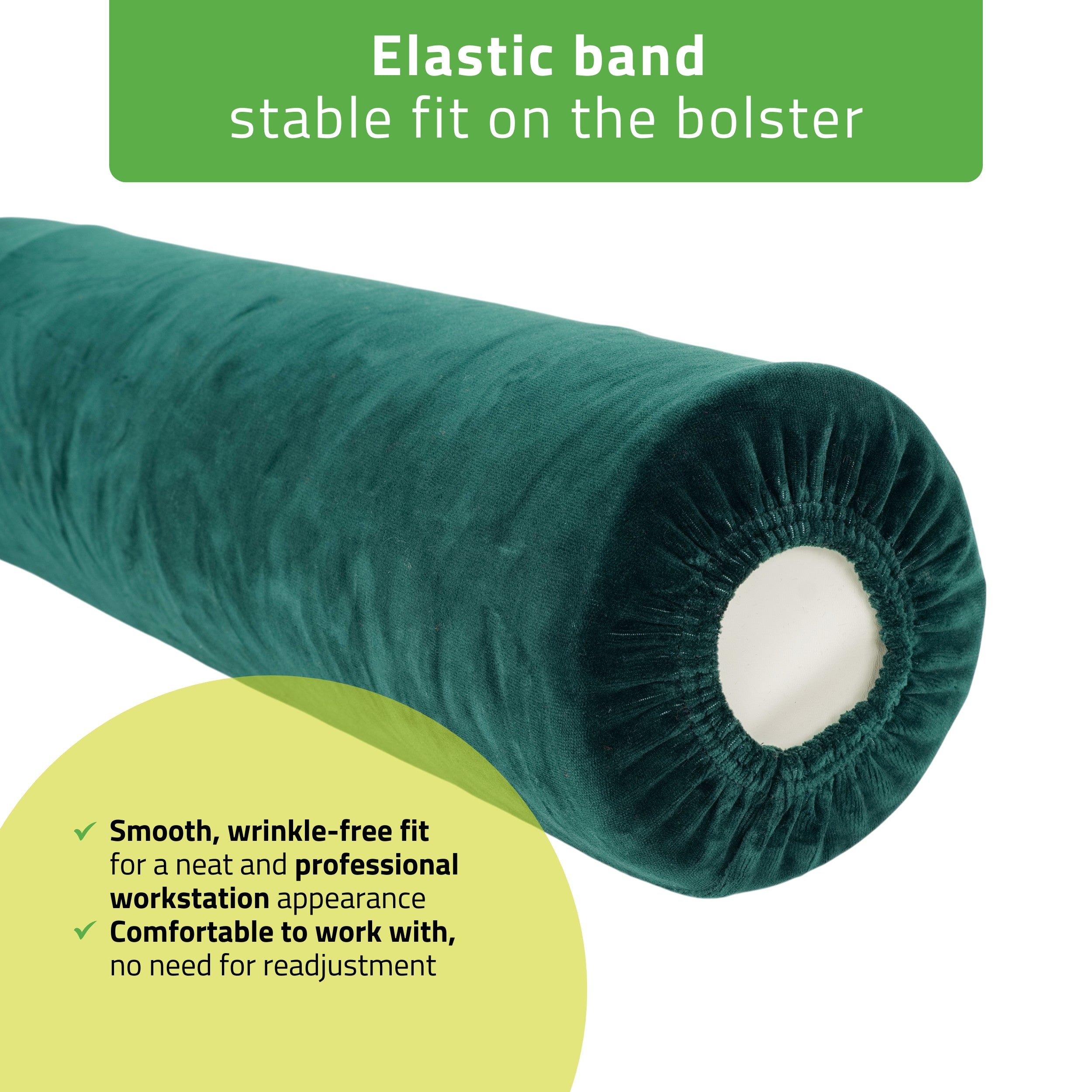 -3-Velour cover with elastic for bolster, 15 × 60 cm bottle green-3