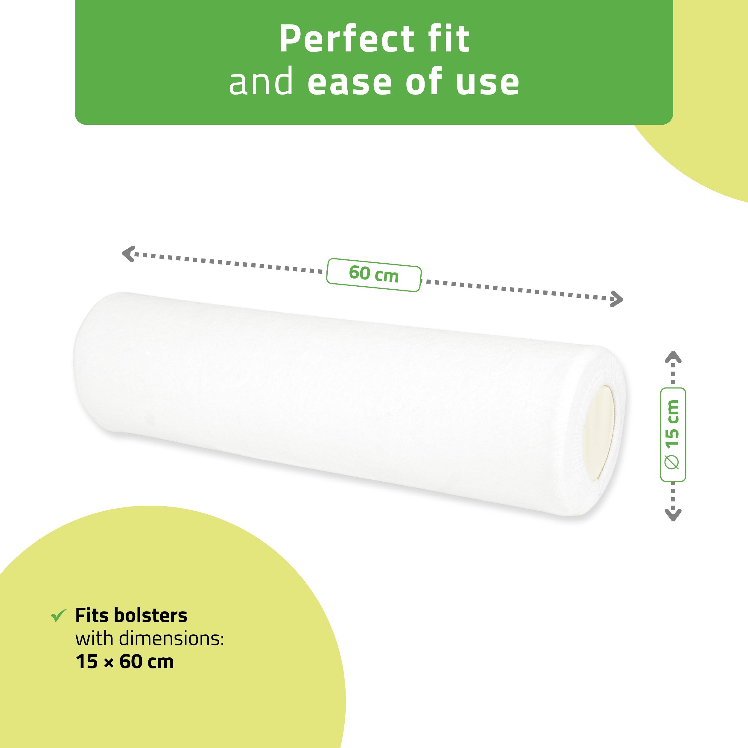-1-Velour cover with elastic for bolster, 15 × 60 cm white-1