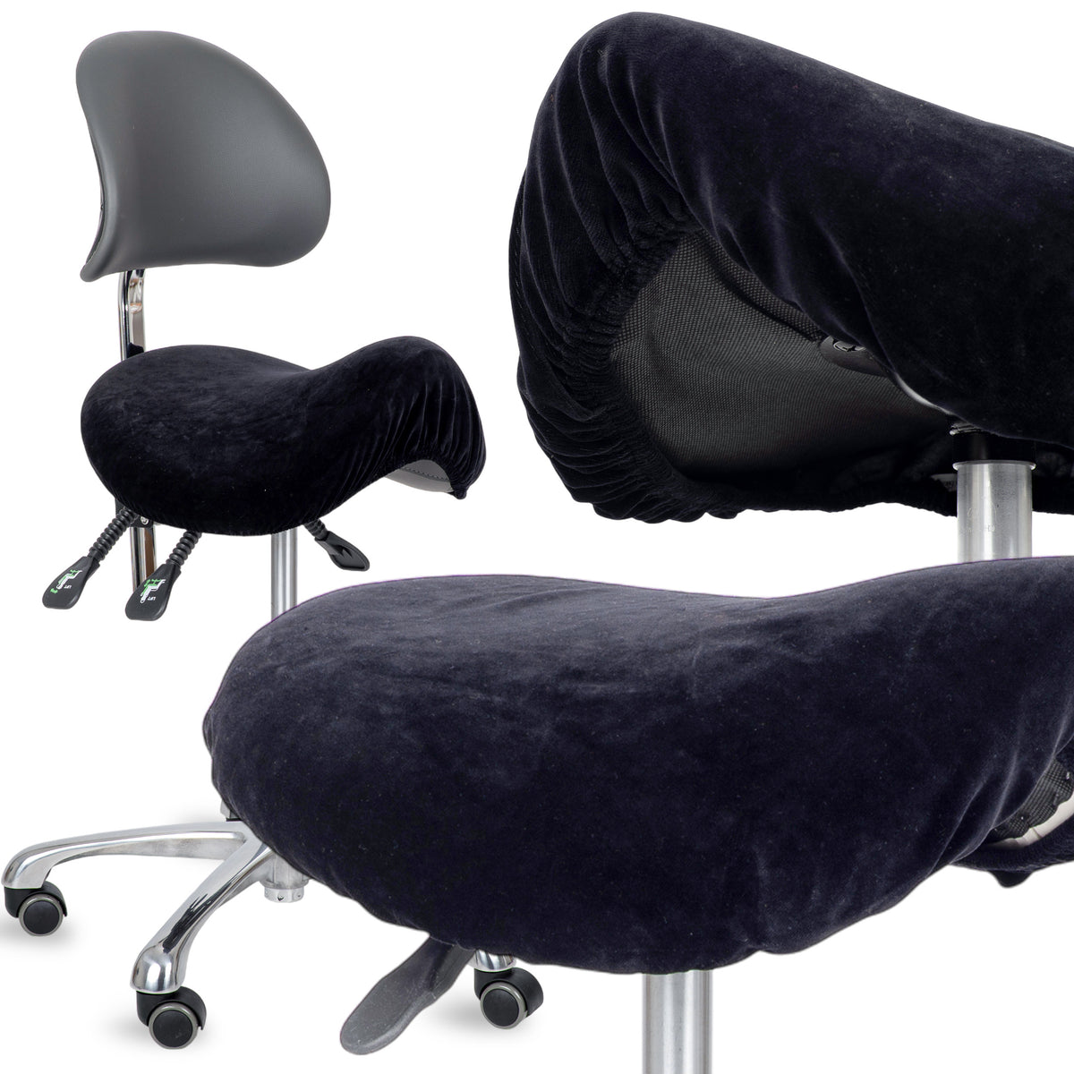 --Velour cover with elastic for stool, black-