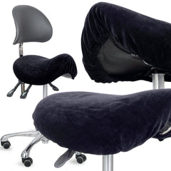 --Velour cover with elastic for stool, black-