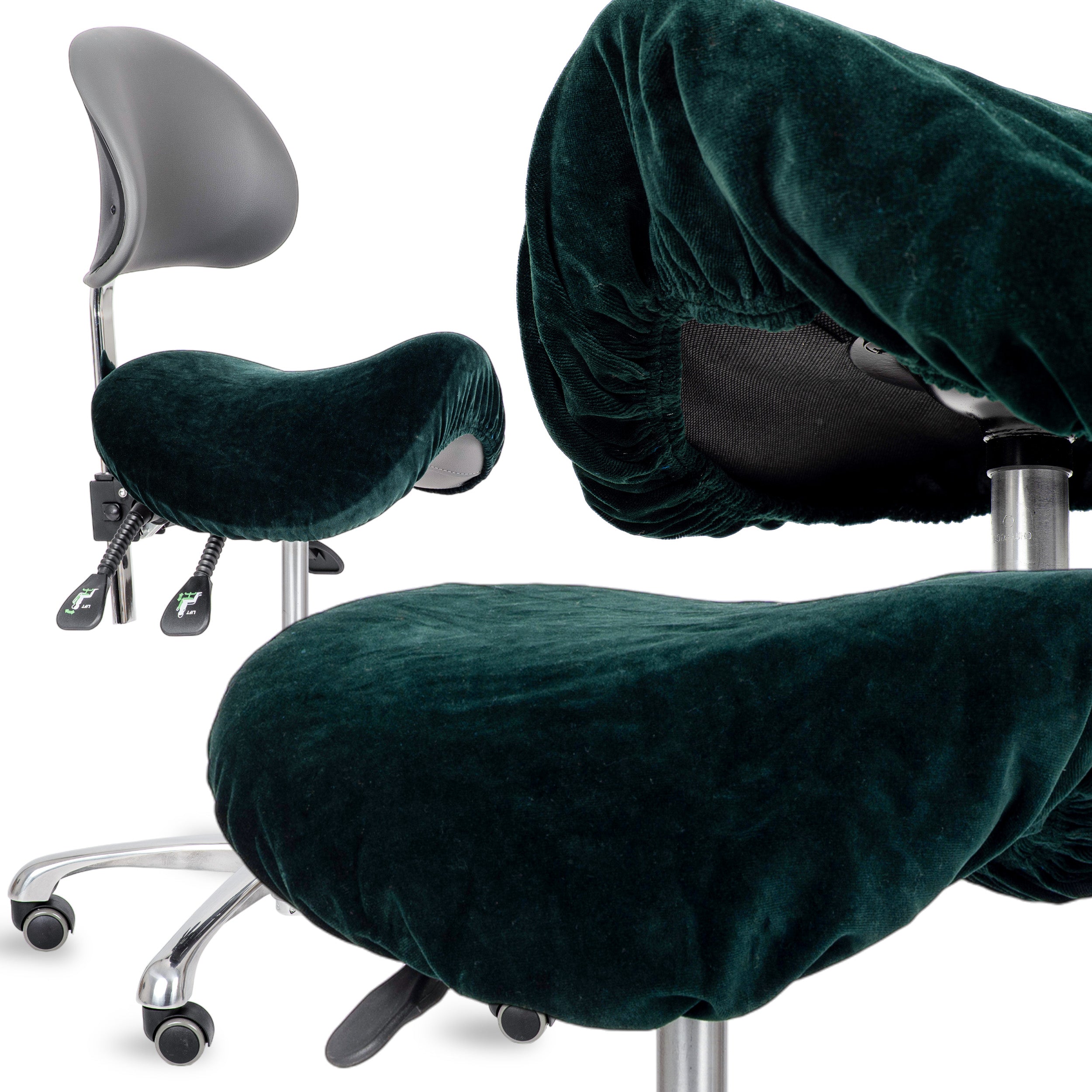 --Velour cover with elastic for stool, bottle green-