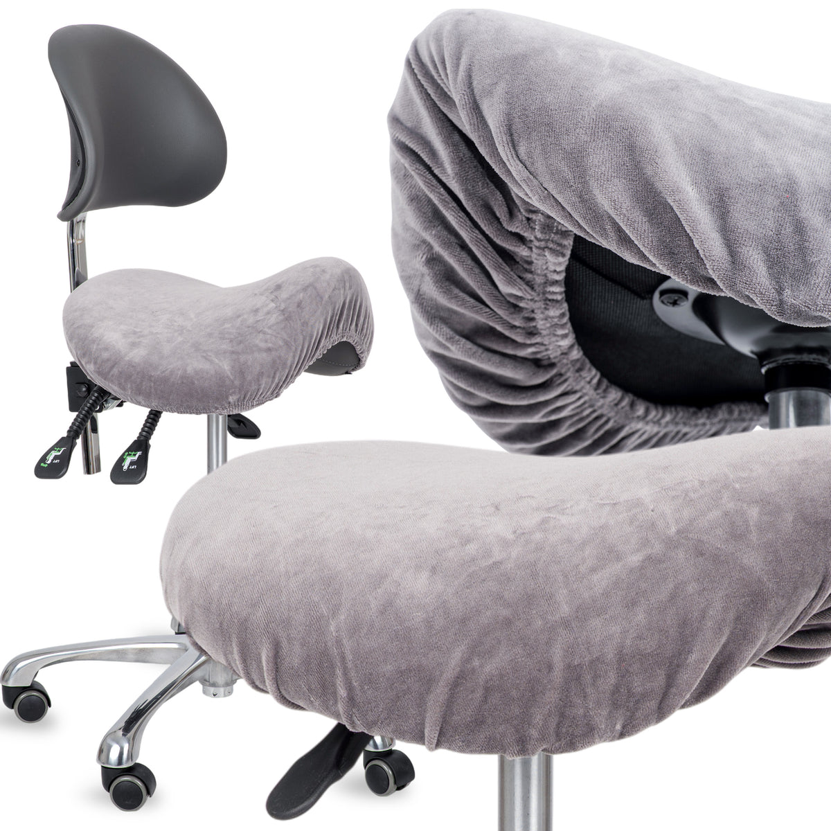 --Velour cover with elastic for stool, graphite-