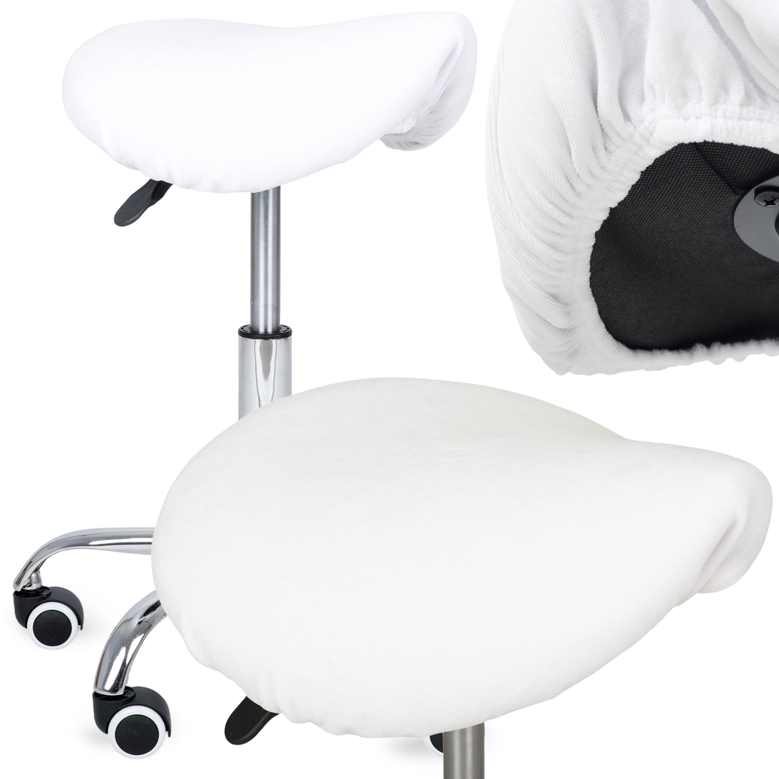 --Velour cover with elastic for stool, white-