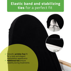 -3-Velour sheet with elastic and ties for cosmetic chair, black-3