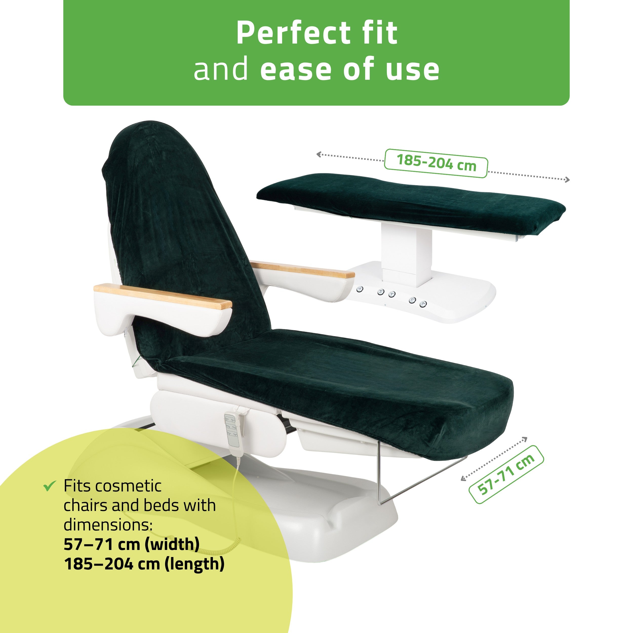 -1-Velour sheet with elastic and ties for cosmetic chair, bottle green-1