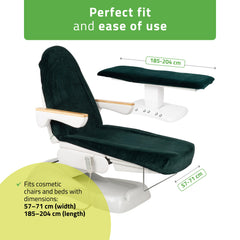 -1-Velour sheet with elastic and ties for cosmetic chair, bottle green-1
