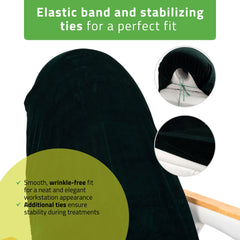 -3-Velour sheet with elastic and ties for cosmetic chair, bottle green-3
