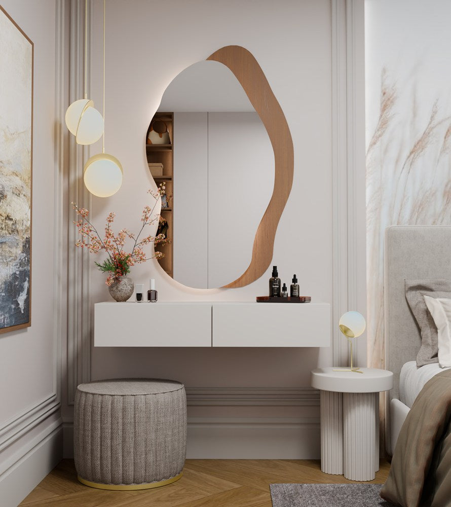 2-Toaletka Kosmetyczna Wisząca MIKA 110 Cm 2 Szuflady Do Sypialni KASZMIR Beż-2