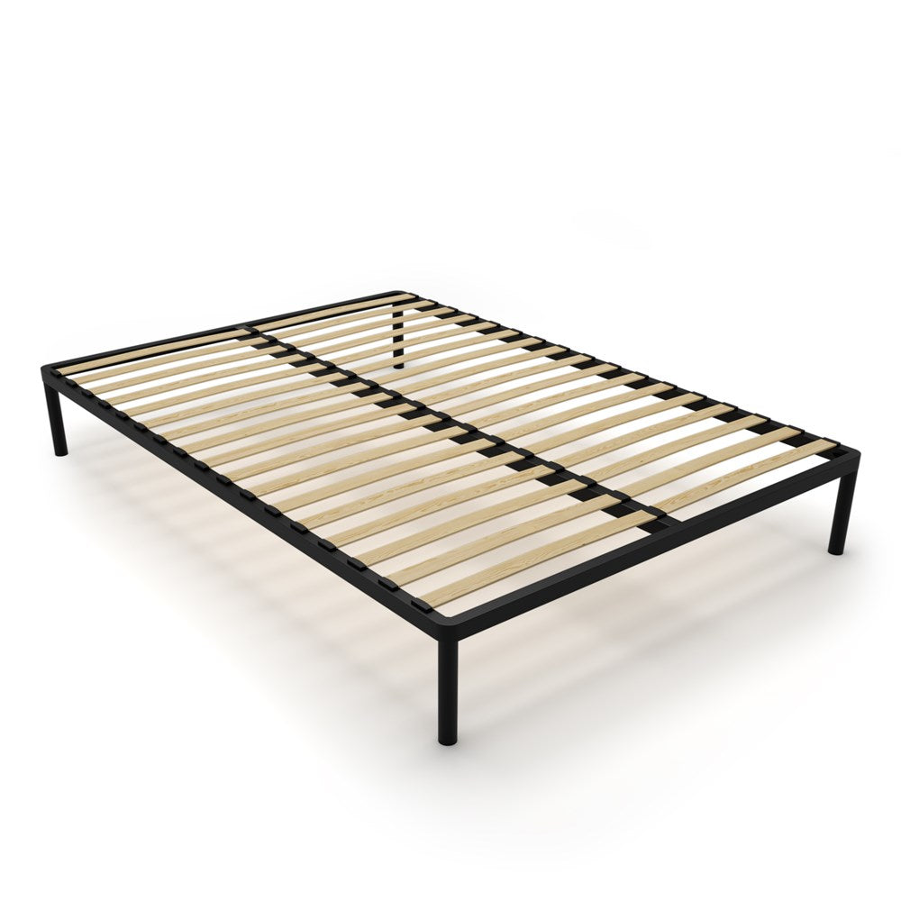 1-Stelaż Łóżka BED ALU 140x200 Metalowy Drewniane Listwy Nowoczesny CZARNY-1