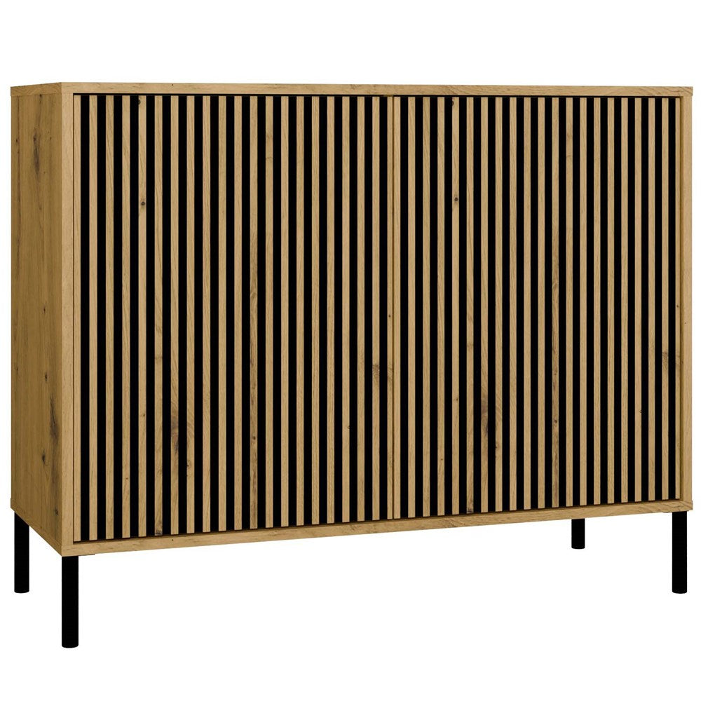 1-Komoda KAMARO 2D SLIM DĄB ARTISAN Lamele Front Ryflowany-1