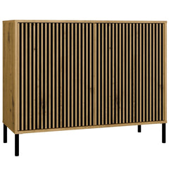 1-Komoda KAMARO 2D SLIM DĄB ARTISAN Lamele Front Ryflowany-1