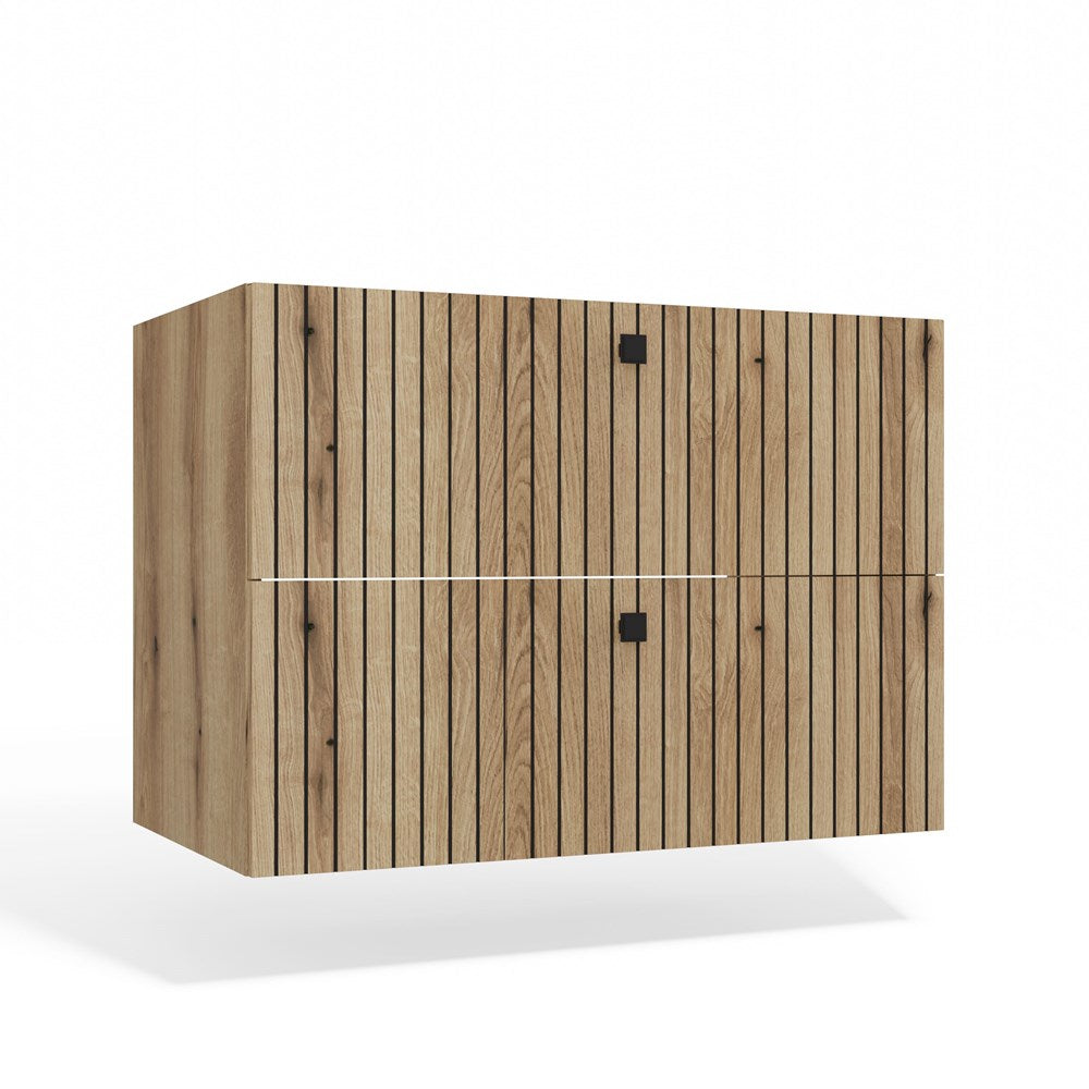 1-SZAFKA POD UMYWALKĘ TIGO 80 2S DĄB EVOKE 2 SZUFLADY RYFLOWANY FRONT WISZĄCA-1