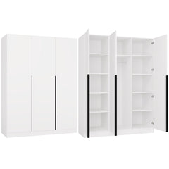 SENSO 3D Wardrobe 150 CM 3 Doors Black Handles for Living Room Bedroom WHITE