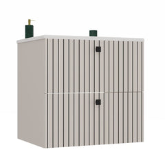 MUEBLE DE BAÑO TIGO 60 2S CASHEW ACANALADO FRONTAL + LAVABO