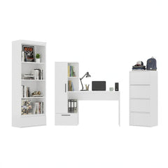 Office Furniture Set Desk Cosmo + Chest of Drawers Alma + Shelf Palermo WHITE for the Room
