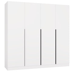 SENSO Wardrobe 4D 200 CM 4 Doors Black Handles for Living Room Bedroom WHITE