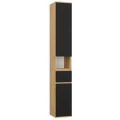 LIOR 2D1S DĄB ARTISAN / BLACK Column Cabinet with Drawer for Office Room