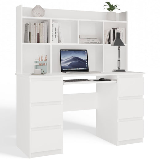 Juego de escritorio + estante KUBA blanco