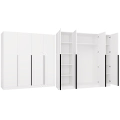 SENSO Wardrobe 4D 200 CM 4 Doors Black Handles for Living Room Bedroom WHITE