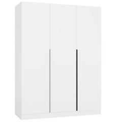 SENSO 3D Wardrobe 150 CM 3 Doors Black Handles for Living Room Bedroom WHITE