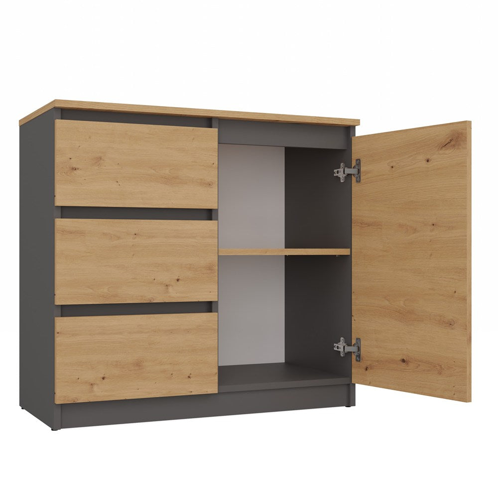 3-Komoda Malwa 1D3S/BA ANTRACYT DĄB ARTISAN-3