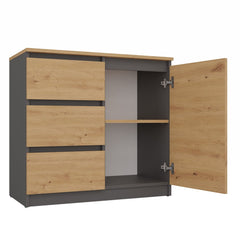 3-Komoda Malwa 1D3S/BA ANTRACYT DĄB ARTISAN-3
