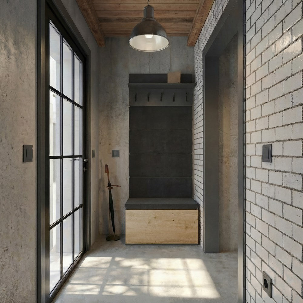 2-Wieszak + Szafka LIOR CZERŃ / DĄB ARTISAN Do Przedpokoju-2