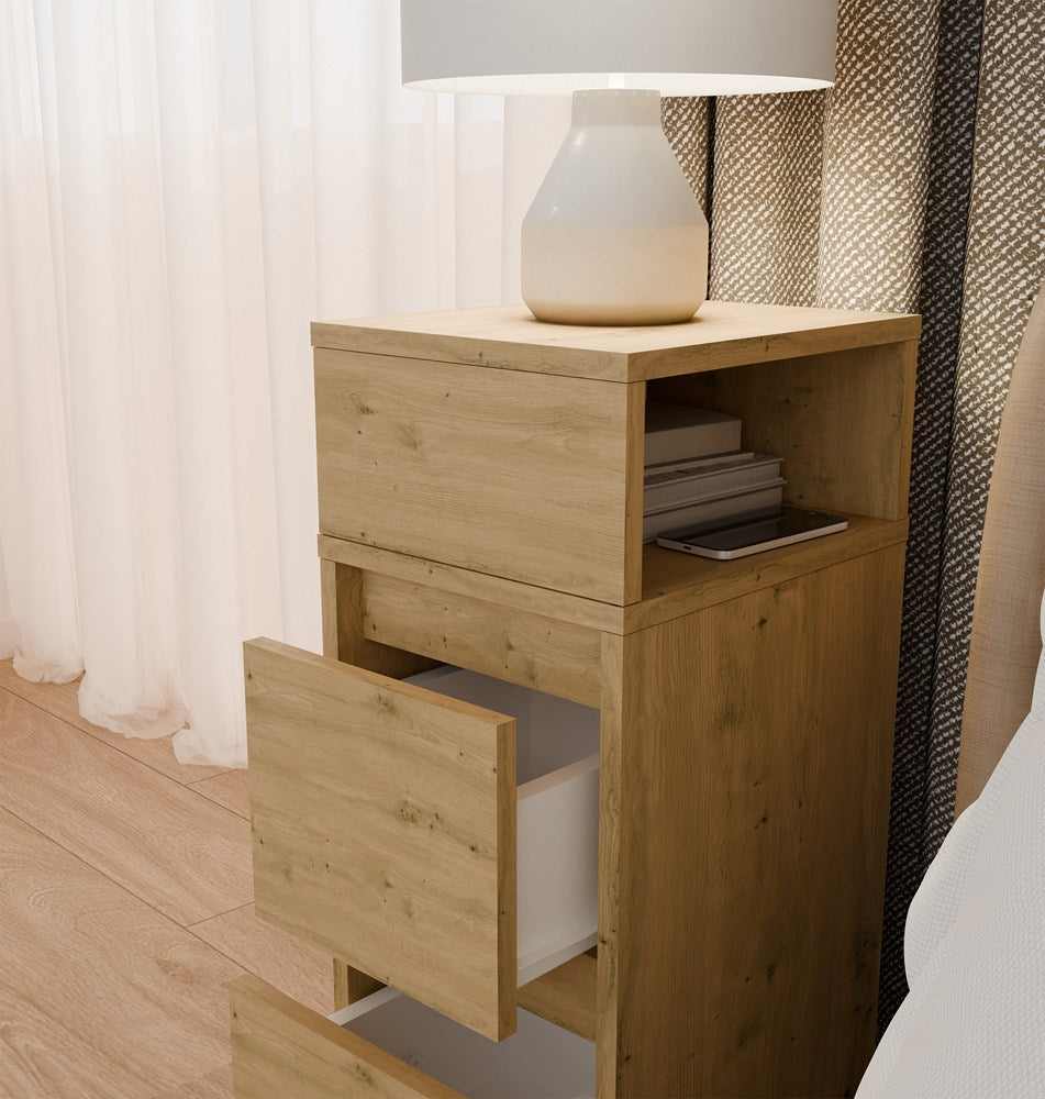 3-Szafka Nocna YORK Stolik Nocny Półka 2 Szuflady Do Sypialni DĄB ARTISAN-3