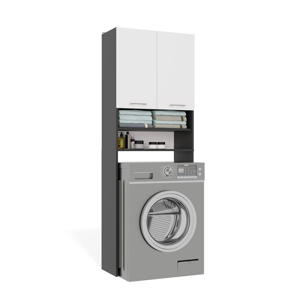 8-Szafka Łazienkowa na Pralkę POLA DK ANTRACYT BIEL Regał Słupek 180X64X30-8