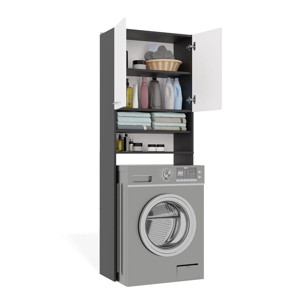 10-Szafka Łazienkowa na Pralkę POLA DK ANTRACYT BIEL Regał Słupek 180X64X30-10