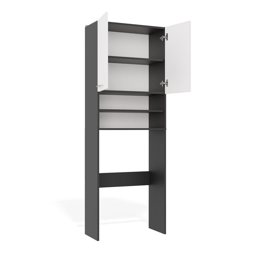 12-Szafka Łazienkowa na Pralkę POLA DK ANTRACYT BIEL Regał Słupek 180X64X30-12